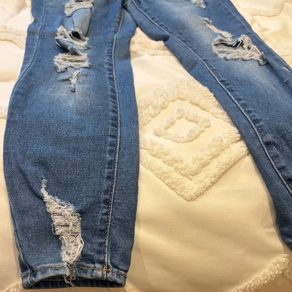 SO Juniors Vintage Vibe High Rise Ankle Skinny Jeans Blue Distressed Size 9/29W - Picture 10 of 14
